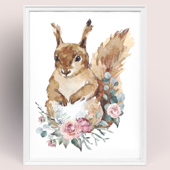 Squirrel Wall Art Watercolor Illustration Print Poster Unframed - Picture 10 of 10
